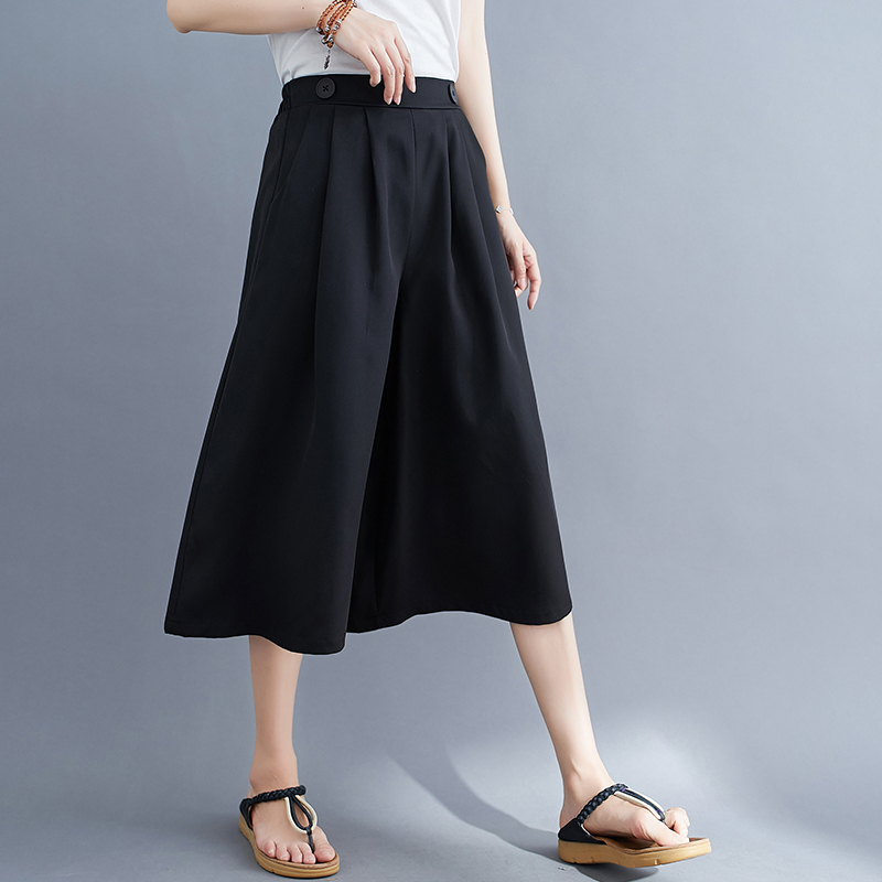 Women's High Waisted Wide Leg Culotte Skirt Pants with Pockets |  Breathable, Eco-Friendly Casual Wear for Summer