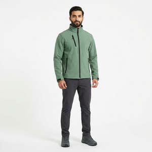 Best Sale Price Custom Sports Training Wear Outdoor Waterproof <b>Canvas</b> Spandex/Polyester Stand Collar Hooded Softshell Jacket Men - Product Image 1