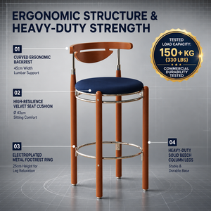 Tabouret de <span class=keywords><strong>bar</strong></span> moderne en bois massif pour hôtel, restaurant, pub, chaise haute de comptoir, tabourets de <span class=keywords><strong>bar</strong></span> de luxe en gros, tabouret de <span class=keywords><strong>bar</strong></span> commercial en bois - Product Image 4