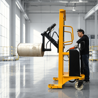Beliebter Halbautomatischer Papierrollenklammerstapler mit 500kg Tragfähigkeit, Hubhöhe, Elektrischer Rollenrotator und -kippvorrichtung für die Druckindustrie