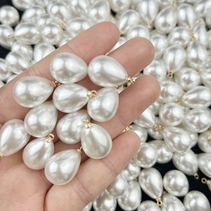 Perles acryliques en forme de goutte d'eau imitation perle, anneaux dorés pour la fabrication de bijoux, matériel de pendentif DIY, forme goutte d'eau - Product Image 2