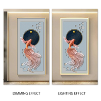 Peinture décorative murale LED en relief tridimensionnel de poissons Koi rouges pour la décoration de la maison, peintures de fond de couloir
