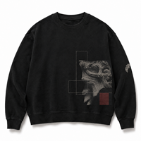 Felpa Unisex Streetwear Museum Fragment Nera con Collo Tondo, Qualità Superiore, 100% Poliestere, Stampa Digitale Personalizzata e Etichetta