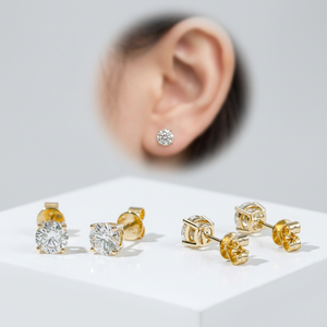 Pendientes Clásicos de Diamantes de Laboratorio para Mujer Starsgem, 0.5ct Cada Uno, Certificados por IGI, Joyería de Oro Amarillo de 10K para Aniversario - Product Image 3