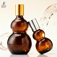 Flacon d'huile essentielle Double Gourd, flacon vide pour liquide brun, flacon roll-on en verre, flacon distributeur de cosmétiques