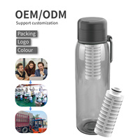 Bouteille filtrante à eau potable de 750 ml en Tritan, écologique, avec charbon actif, manuelle, pour l'extérieur, la voiture, la maison, le camping, le sport