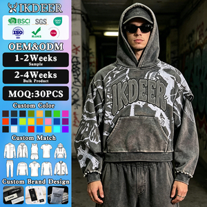 <span class=keywords><strong>Felpa</strong></span> con Cappuccio Oversize Effetto Acid-Wash con Stampa Grafica, Design Retrò Streetwear, Maniche con <span class=keywords><strong>Fiamme</strong></span> e Polsini Decorati con Perline - Product Image 1