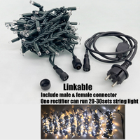 Câble en caoutchouc noir IP68 de 10 m, connectable, lumières féériques d'extérieur, 100 LED, couleur RGB modifiable