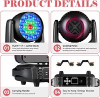 19x15W tête mobile DJ lumière RGBW Zoom faisceau de lavage éclairage de scène DMX512 son activé pour mariages Disco parties