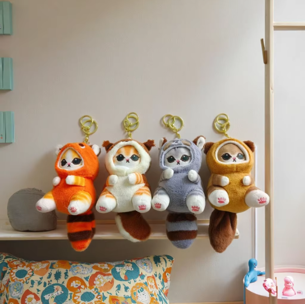 Adorable Mini Raccoon Plushie Soft Stuffed Animal Figure for Keys Backpack Zip Pull Funny Decorative Keychain