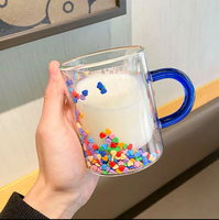 Nouveau à la mode lune coeur verre tasse Ins filles bureau café lait tasses verre avec poignée tasse en gros