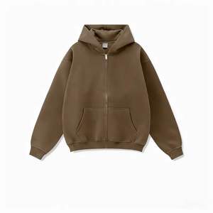 هودي رجالي بسحاب ولون موحد مع شعار مخصص، سترة فضفاضة غير رسمية من الصوف بأحجام متعددة - Product Image 2