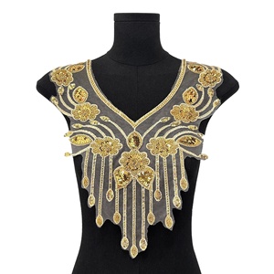 Quảng Châu Tùy Chỉnh Thêu Trims Ribbon Bazin Biên Giới May Trên DIY Rhinestone Đính Cườm Sequin Cổ Áo Cho Phi Nữ Ăn Mặc - Product Image 3