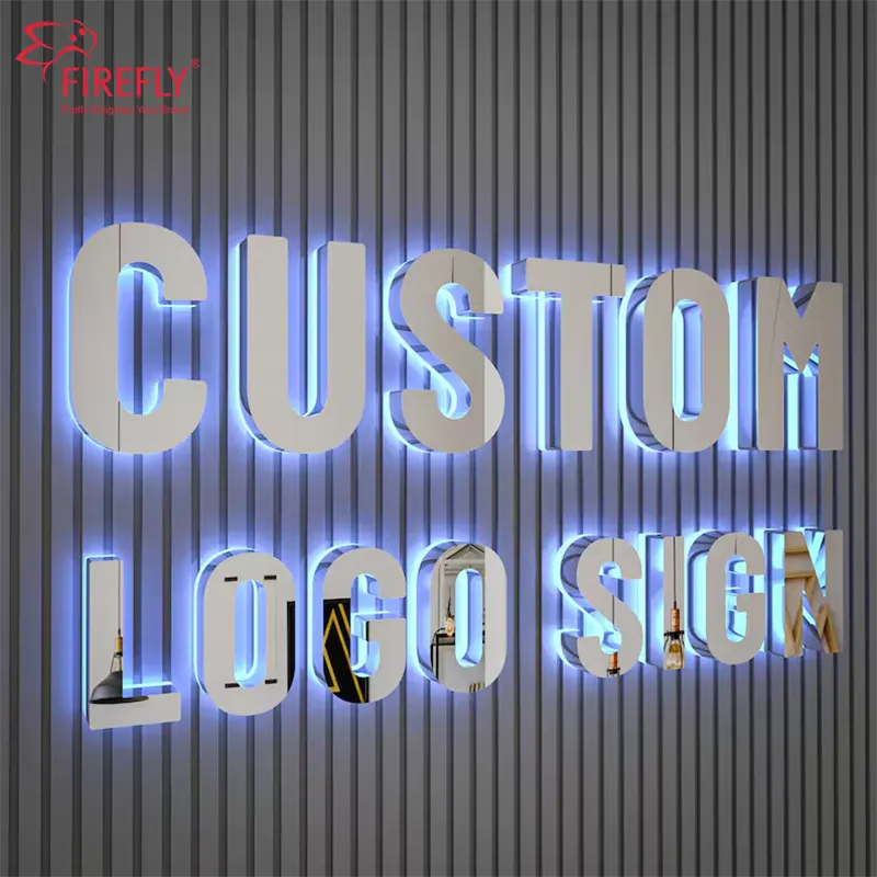 Custom Mirror Face Led Channel Backlit Letters Stainless Steel Letter Sign 3D Led Sign Electronic Sign