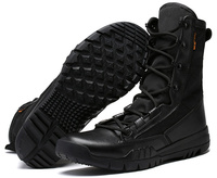 Bottes tactiques hautes marron pour hommes avec semelle en caoutchouc antidérapante, doublure en mesh, lacets, chaussures de randonnée en plein air