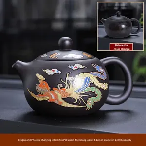 Juego de té Xishi Fengming, <span class=keywords><strong>tetera</strong></span> de arcilla púrpura sensible al calor, <span class=keywords><strong>tetera</strong></span> de té Phoenix dragón no escaldado, herramientas de té de café Kung Fu para - Product Image 6