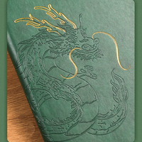 Journal personnalisable journal dragon carnet en lin feuille d'or HAPPY NEW year 2025 cadeau agenda personnalisé couverture en cuir