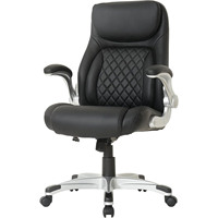 Kursi Kantor Bos Black Comfort High Back White Diamond dengan 5 Posisi Penyangga Pinggang Klik, Fungsi Pengunci Kemiringan, dan Putaran 360 Derajat
