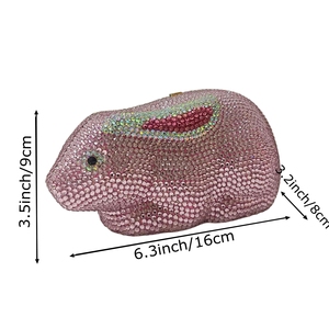 Women Bunny Rhinestone <b>Clutch</b> Evening Bag Sparkling Rabbit Shape With Chain Strap For Halloween Party - Product Image 6