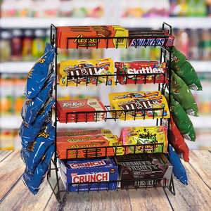 Supermercado 5 estantes mostrador alambre de metal <span class=keywords><strong>Haribo</strong></span> estante de exhibición de dulces con 2 tiras de recorte - Product Image 1