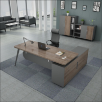 Ensemble de bureau de direction moderne en forme de L, couleur teck, modulaire, extensible, avec pieds en métal, mobilier commercial, pour usage informatique de PDG