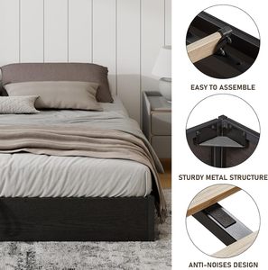 <span class=keywords><strong>Letto</strong></span> Moderno con Contenitore <span class=keywords><strong>140x200</strong></span>, Testiera Imbottita Morbida in Tessuto Lino, Struttura <span class=keywords><strong>Letto</strong></span> - Product Image 5