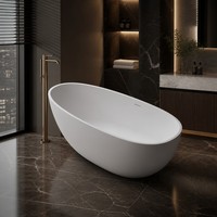 Baignoire autoportante élégante en résine de pierre pour villa et manoir, surface solide, équipement sanitaire de haute qualité