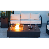 Table de foyer au propane autoportante pour intérieur/extérieur, construction durable en métal/verre, 70000 BTU, écologique, forme rectangulaire