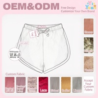Short de course côtelé en tricot pour filles, taille élastiquée avec cordon de serrage, bordure contrastante blanche, coupe ample, pour enfants, été, sport, décontracté
