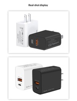 Pengisi Daya Cepat Dual Port USB-C GaN PD 45W Kustom dengan Perlindungan Tahan Api & OVP untuk Ponsel & Earphone-Adaptor Dinding EU/US