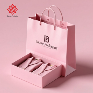 Baoren luxe laminé écologique matériaux recyclés sacs en papier de style classique poignées à cordon pour vêtements chaussettes dégradé - Product Image 3