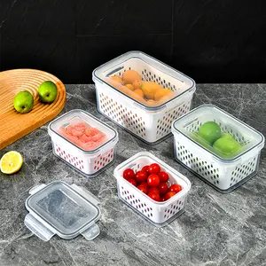 Plastic Voedselcontainers Met Deksels Voedselopslagcontainers Voor Keukenorganisatie Met Afvoermand