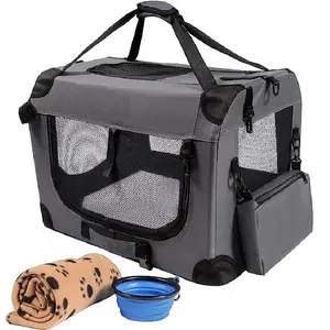 Cassa per cani da viaggio pieghevole portatile 24x17x17x17 con coperta morbida e calda e ciotola pieghevole