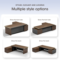 Bureau de direction de luxe en bois moderne, durable et écologique avec rangement dissimulé et chargeur sans fil intégré