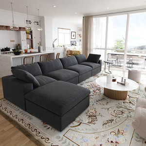 KF CASA Vente en gros de meubles de salon Wabi Sabi Ensembles de canapés divan modulaires nordiques noirs - Product Image 2
