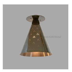 Minimalist Brass Flush Mount Cone Ceiling Light Handmade Small <b>Downlight</b> Fixture Mid Century Semi Flush Mount Lighting - Product Image 1
