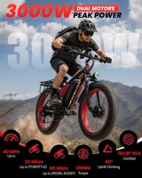 Vélo de montagne électrique EOEOTWO pour adultes, 26 pouces, double moteur MAX 3000W, batterie 48V 23AH, 60-70+ milles d'autonomie, double frein, 7 vitesses, cadre en aluminium