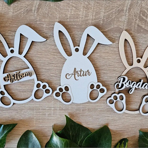 Etiquetas Personalizadas <span class=keywords><strong>para</strong></span> Cestas de Conejitos de <span class=keywords><strong>Pascua</strong></span>, Adornos Colgantes de Madera <span class=keywords><strong>para</strong></span> Regalos - Product Image 3