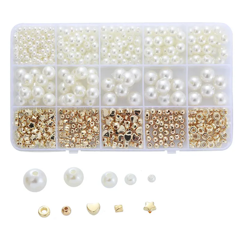 15 squares 720 pieces pearl pentagram Fitting bead Handmade DIY bracelet Beaded bracelet Earrings Necklace set