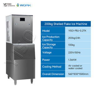 Machine à glace en flocons YISO à économie d'énergie, production quotidienne de 200 kg, en acier inoxydable de qualité alimentaire, refroidissement par air et eau, pour supermarché - Product Image 2