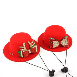 Cute <b>Christmas</b> Pet Decoration Hat Cross-Border Cotton and Polyester New Year Bow Style Solid Pattern Pet Supplies - Product Image 2
