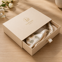Boîte tiroir télescopique de luxe personnalisée avec logo, en carton rigide gris, rose émeraude, estampage à chaud, pour foulard en soie, recyclable, pour coffret cadeau ou soutien-gorge