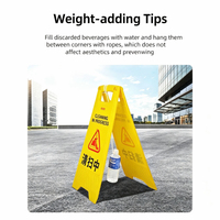 Panneau de signalisation de sécurité robuste en A, double face, jaune, 64 cm, pour avertissement de sol mouillé, pour espaces publics (lot en gros)