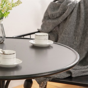 Table basse de salon rustique vintage noire avec plateau en fer rond, durable et facile à assembler - Product Image 5