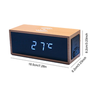 Jam Alarm Meja Kayu Kreatif dengan Kontrol Suara, Pengisian Daya Nirkabel 5W, Jam Digital LED Cerdas, Pabrik