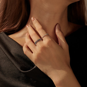 925 <b>Silver</b> Ball <b>Eternity</b> Band <b>Ring</b> Minimalist Unisex Everyday Wear Adjustable Polished Bead Chain <b>Ring</b> - Product Image 4