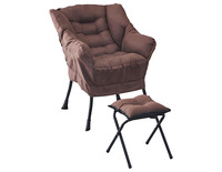 Fauteuil d'appoint moderne capitonné en suède avec repose-pieds ottoman, pieds en métal, siège inclinable pour salon