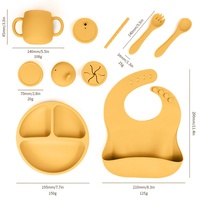 Ensemble de 10 assiettes en silicone pour enfants, design compartimenté, bavoir pour bébé, accessoires pour l'alimentation complémentaire, articles pour mères et nourrissons, style minimaliste