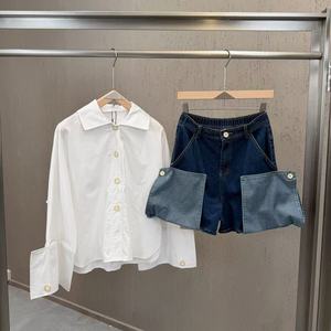 Shorts en <span class=keywords><strong>jean</strong></span> pour femme, bicolores, avec grandes poches cargo, <span class=keywords><strong>taille</strong></span> élastique à l'arrière, coupe ample et jambe large, Sehe Fashion - Product Image 3