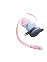 Kabel Data Retractable Tipe-C Ganda USB 2.0 480Mbps 100W Power Delivery untuk iPhone 15 Pro Max/ Model Ponsel